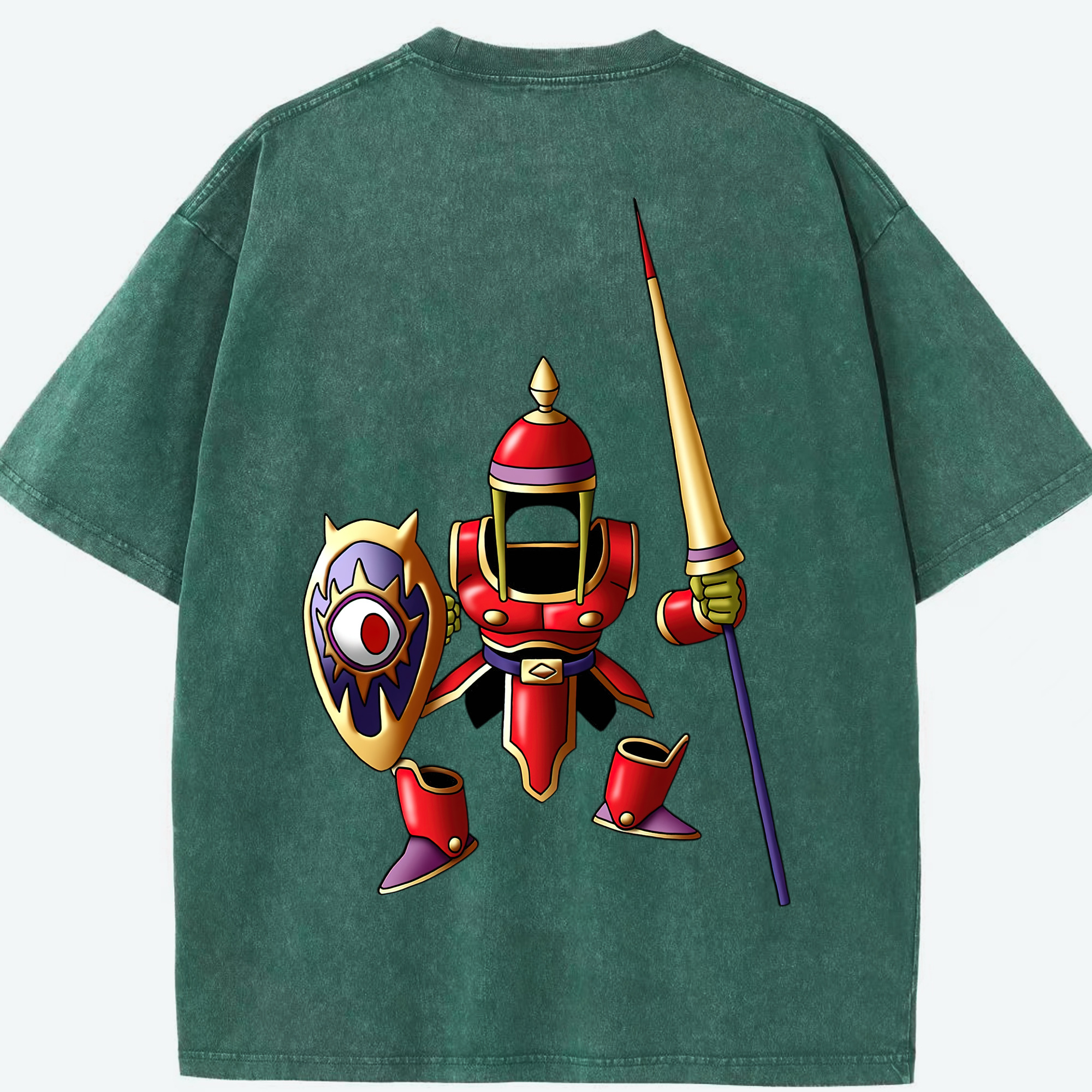 （画像用） ドラゴンクエスト Doragon Kuesuto Dragon Quest 綿100% ヴィンテージ風 半袖Tシャツ（背面プリント）